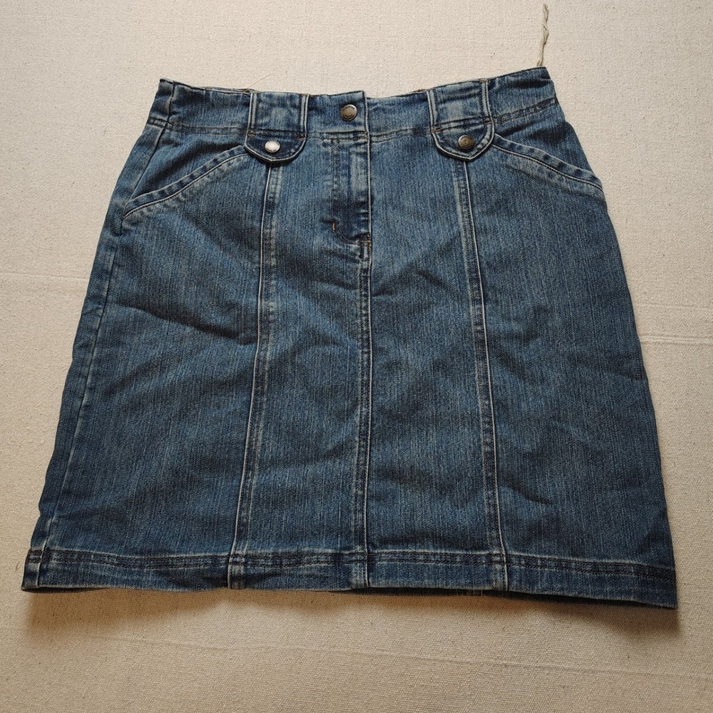 Jones‎ New York Signature Denim Mini Skirt Blue Jean Size 8 Medium Wash Pocketed